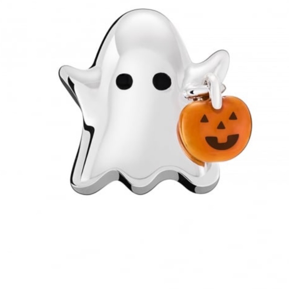 🎃 Charm Sterling Silver Ghost by CHAMILLA 925. T trick or treater with pumpkin.